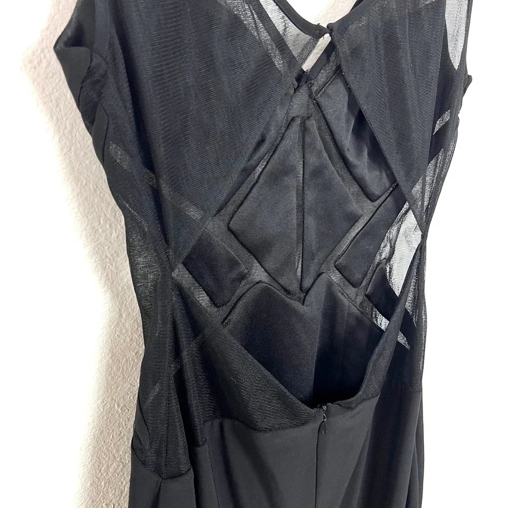 Alyce Paris Black Geometric Mesh Cut Out Illusion Bodycon Mini Dress Size‎ 2